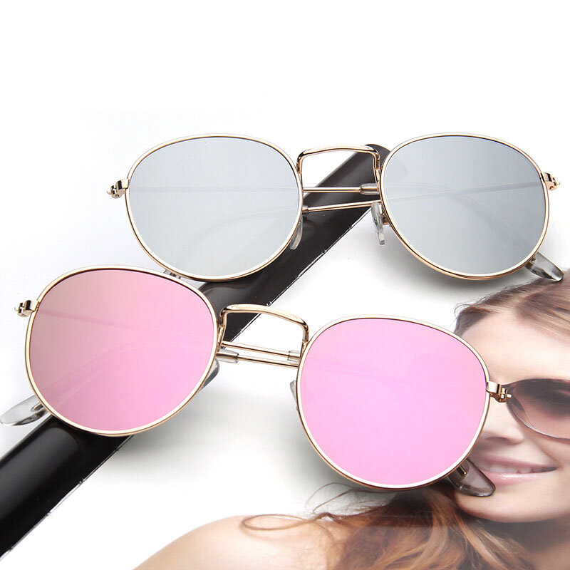 نظارات شمسية مستديرة للرجال والنساء ، نظارات صغيرة كلاسيكية ، نظارات فاخرة ، نظارات حفلات معدنية ، UV400 ،