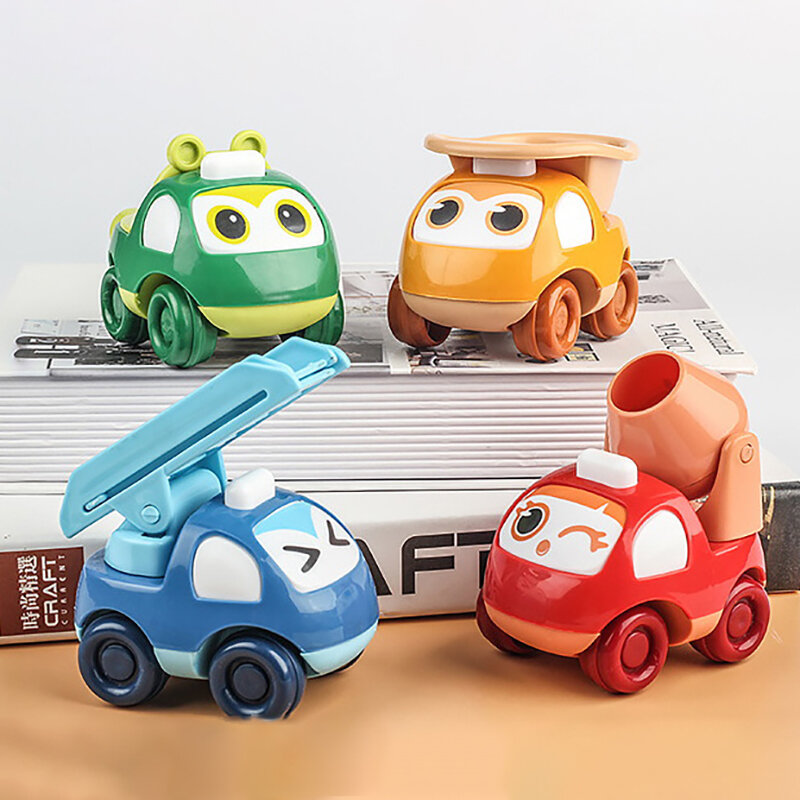 Vehículo de ingeniería deslizante de inercia de dibujos animados para niños, coche de retorno divertido para bebés, modelo de coche para niños y niñas, juguetes de regalo