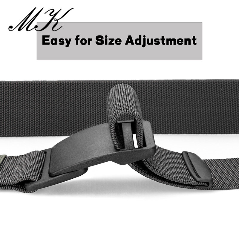 Maikun Large Size Fabric Men's Belt Work No Hole Nylon Webbing Plastic Buckle Belt Military Nylon Blend Web Belt
