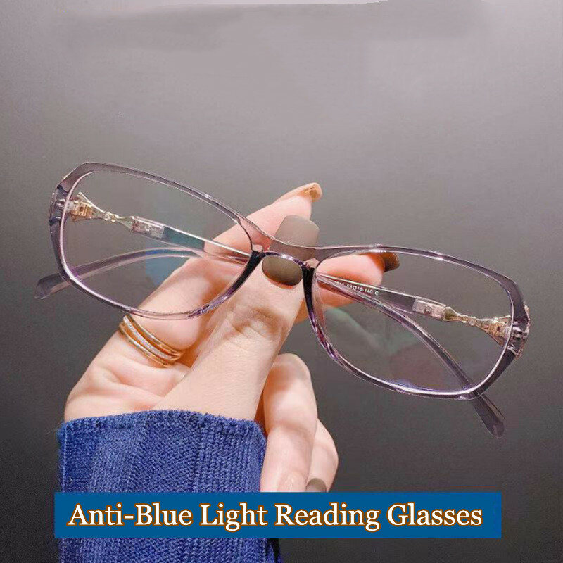 Lunettes de lecture anti-lumière bleue pour femmes, lunettes de renard, diamant, loupe + 1.0 + 1.5 + 2.0 + 2.5 + 3.0 + 3.5