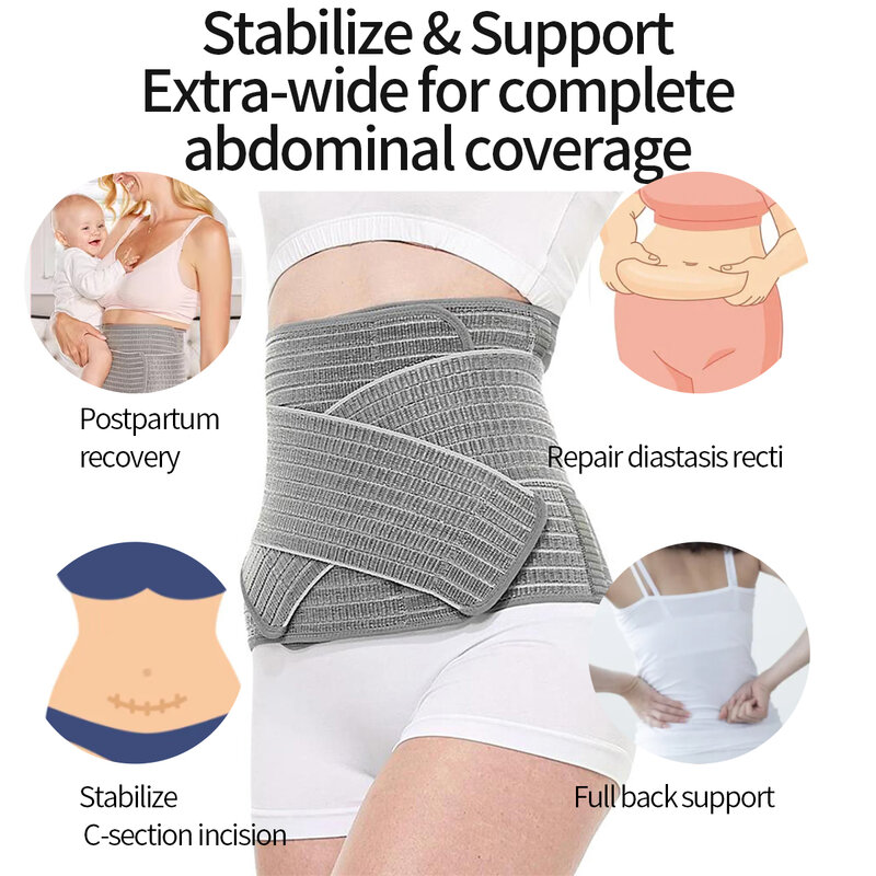 Sunveno Postpartum Belly Band Girdle for Postnatal Adjustable Belly Wrap C-section Recovery Binder Abdominal Support 