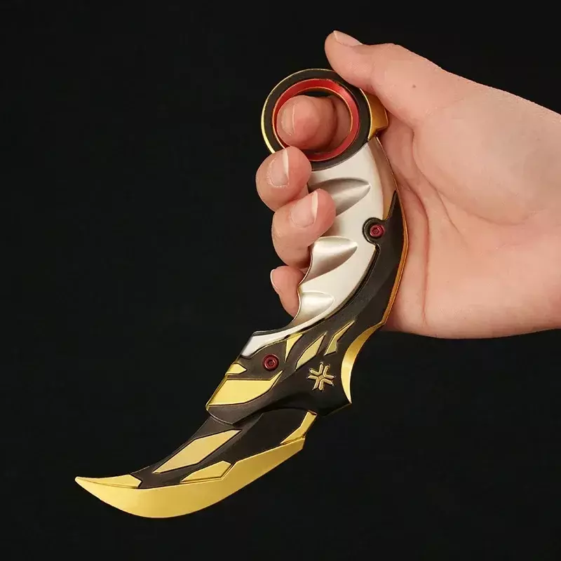 Valorant Karambit Prime Reaver senjata logam belum dipotong 16cm permainan periferal Balisong taktis militer Samurai mainan pisau untuk anak-anak