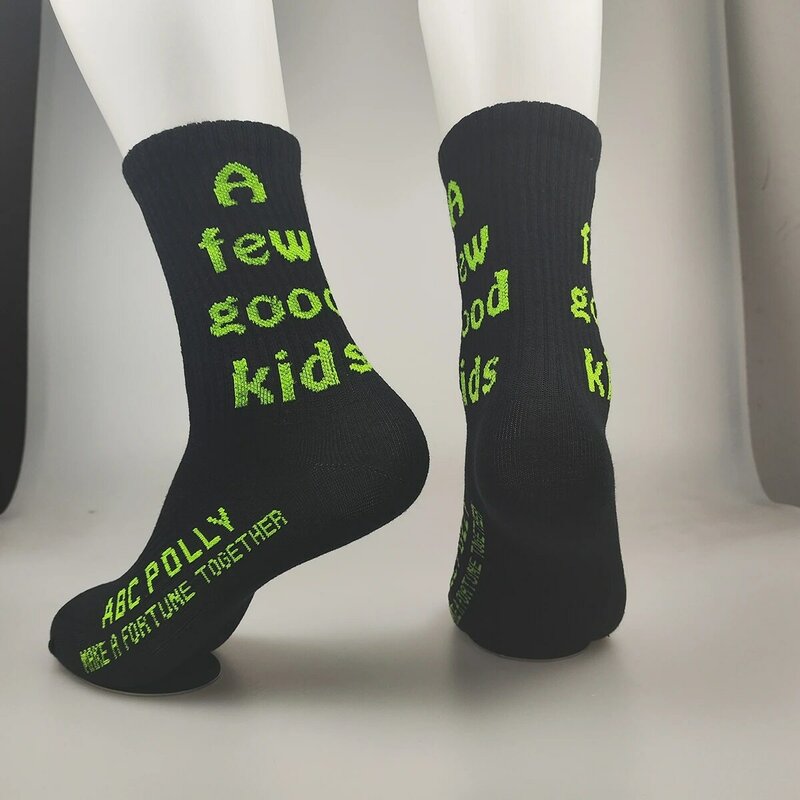 Черные носки для бега и фитнеса в помещении с буквами ABC, хлопковые короткие милые термоноски для лучших друзей в стиле бохо, школьная одежда высокого качества