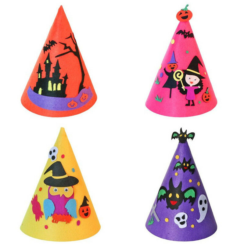 DIY Topi Halloween Mainan Kit untuk Anak-anak Interaktif Kerajinan Perlengkapan Pesta Aksesoris Kreatif Kerajinan Dekorasi Rumah Hadiah