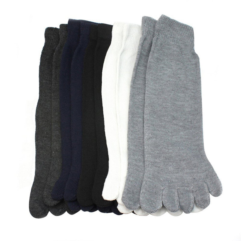 Носки с пятью пальцами для мужчин и женщин, дышащие хлопковые, однотонные спортивные, для бега, черные, белые, серые, синие, кофейные