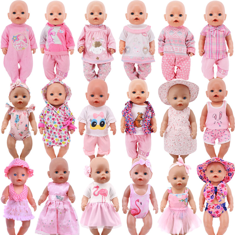 Różowe ubrania garnitur dla 43 Cm Born Baby Reborn lalka akcesoria 18 Cal amerykańska lalka dziewczynek zabawki nasze pokolenie Nenuco