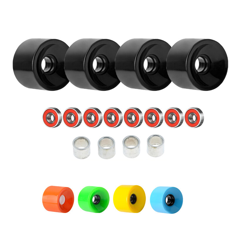 70×51mm 78A Longboard Wheels with ABEC-11 Bearings and Spacers Set of 4 Skateboard Wheels  Soft Cruiser Replacement Wheel Street