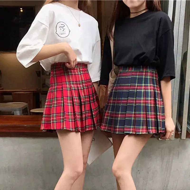 Girls Jk Skirt Uniform School Prepp Plaid Skirt with Tie College Wind Sweet High Waist Pleated Mini Skirt Women Cosplay Costume