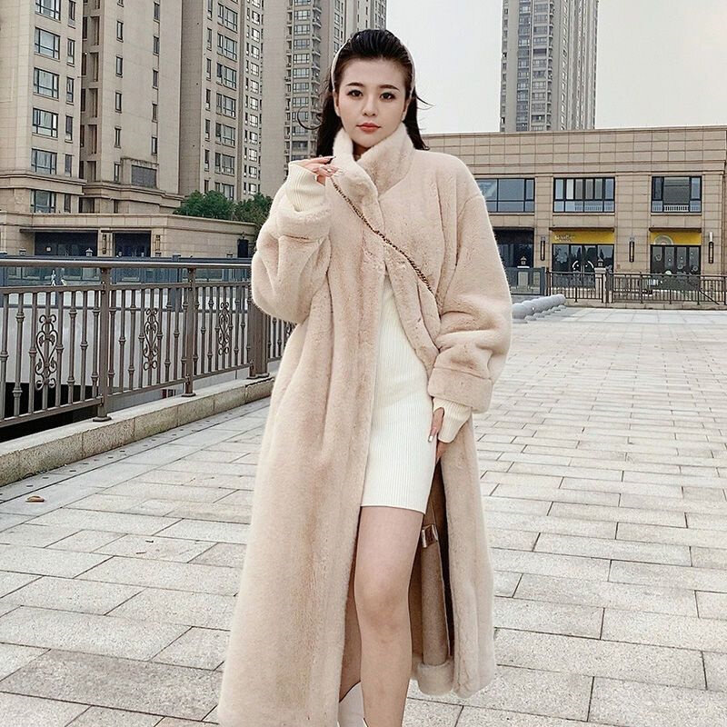 Новинка, осенне-зимнее пальто, женская длинная Меховая куртка из меха норки, верхняя одежда Мао, утепленная Высококачественная темпераментная куртка, Женский Топ