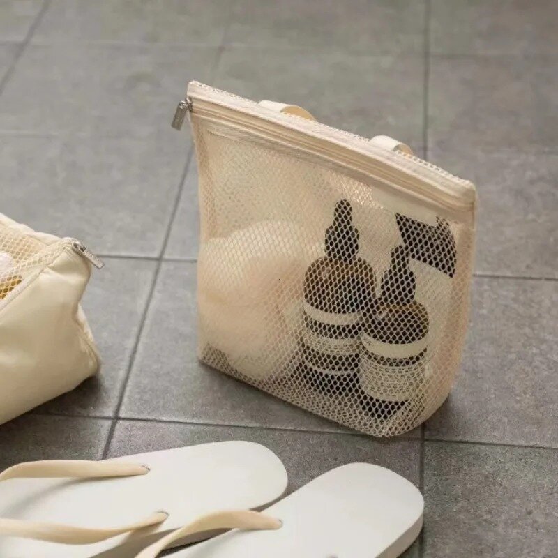 Siatkowe torby przechowywanie kosmetyków do makijażu torebki przenośne podróżne do mycia do ciała pod prysznic Organizer wiszące kosmetyczka z organizatorem