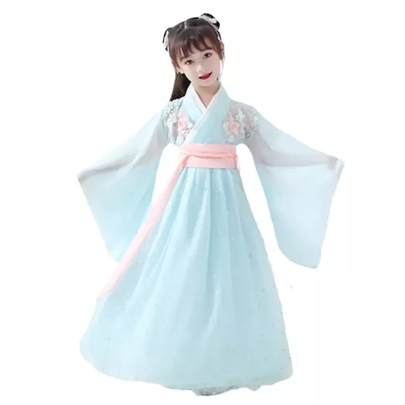 子供のためのKhanfuダンスパフォーマンス服、子供のための古代中国の衣装、おとぎ話のドレス、コスプレ服、女の子のための中国の伝統的なドレス