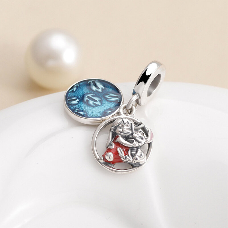 Dijes de Disney Lilo & Stitch para mujer, pulsera con esmalte, joyería artesanal, accesorios colgantes de Ángel de Anime, compatible con Pandora Original