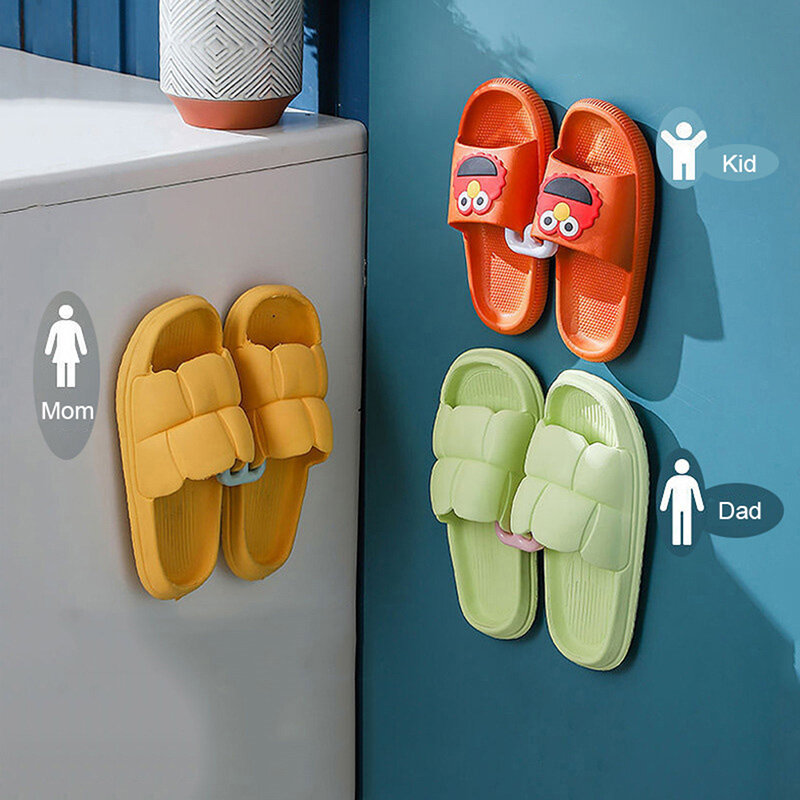 Стеллаж для тапочек в ванную комнату, без пробивания отверстий, простой крючок для тапочек, дренажная стойка для туалета, настенный аккуратный стеллаж для хранения и сушки обуви