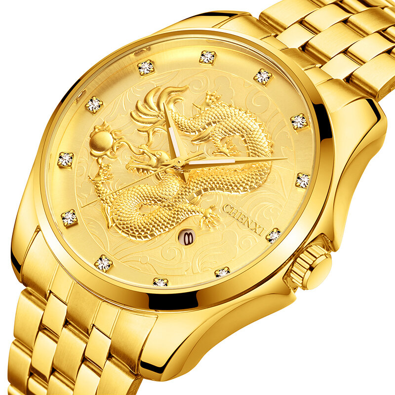 Relógio de quartzo de ouro de aço inoxidável da forma do homem do relógio de quartzo da marca superior de luxo