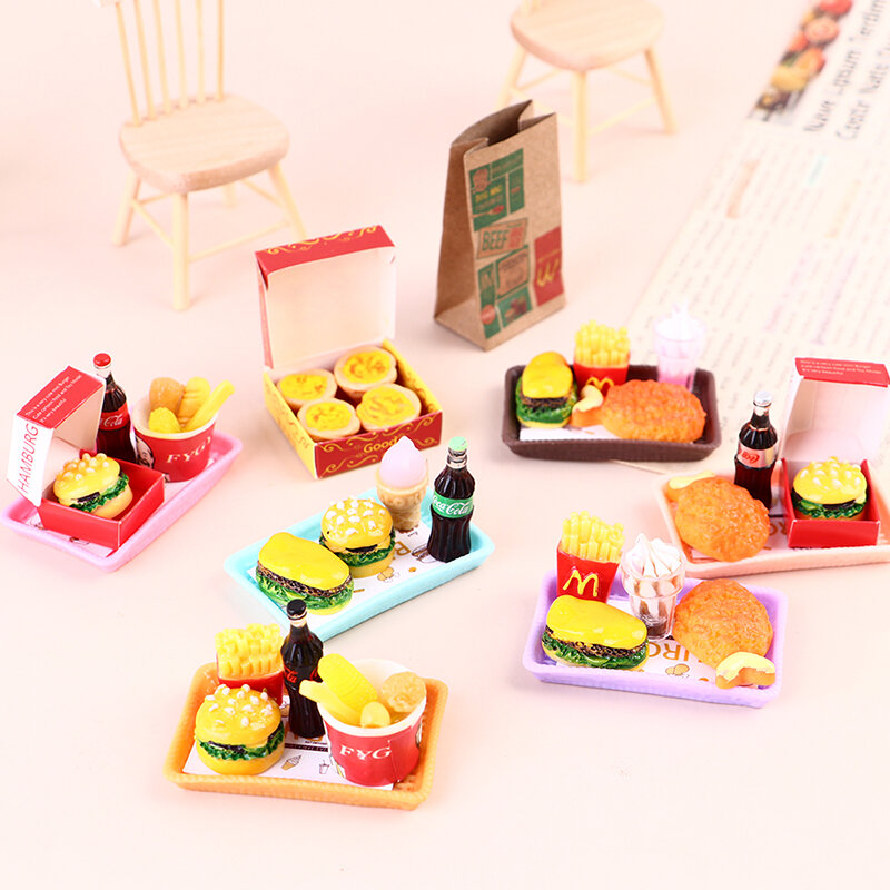 1 шт. Миниатюрный Кукольный мини-домик, гамбургер, кока-Кока, чашка, фаст-фуд для кукольного домика, игровой кухонный ледяной детской игрушки