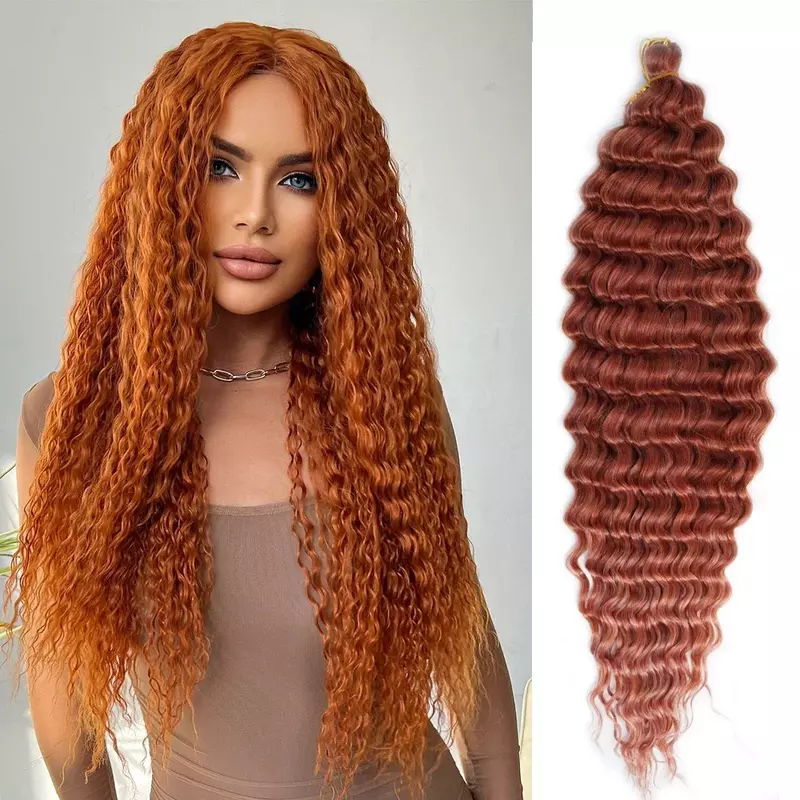Rambut keriting Ariel ombak air rambut renda putar sintetis kepang rambut Ombre pirang merah muda 22 inci rambut kepang gelombang dalam 150g