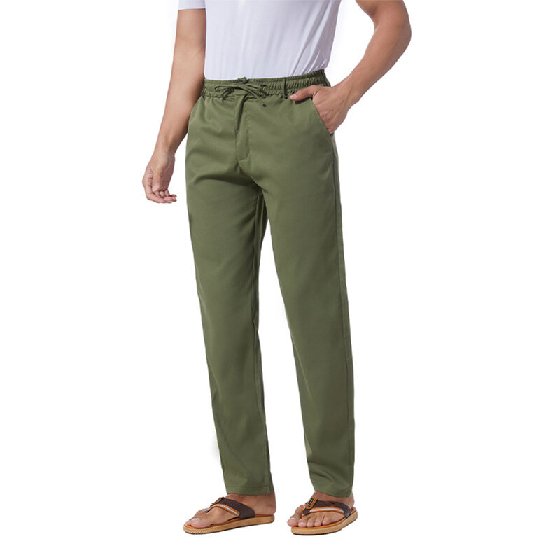 Celana panjang Formal untuk pria, celana panjang tipis polos, celana kerja, celana pensil pas longgar untuk pria
