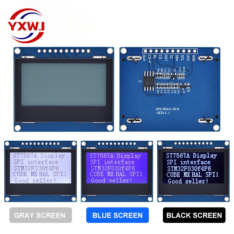 12864 SPI LCD Module 128X64 SPI ST7567A COG Graphic Display Screen Board LCM Panel 128x64 Dot Matrix Screen for Arduino