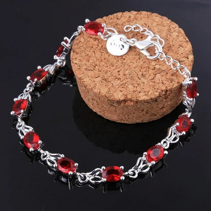 Elegant Charm Beautiful Silver Color Crystal Stone Red Jewelry Fashion Women Wedding Bracelets Free Shipping Factory Price