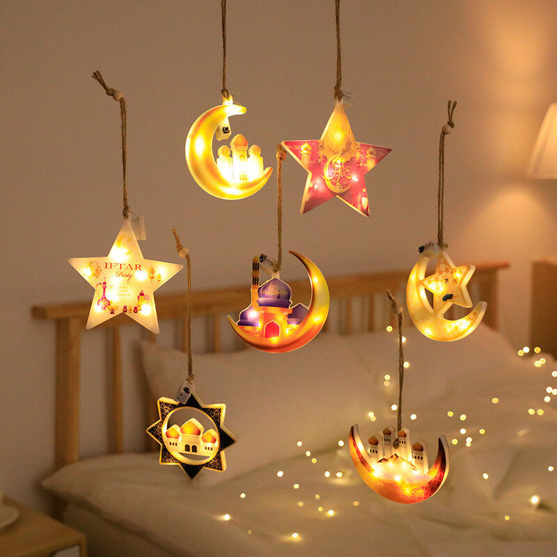Led Star Moon Hanglamp Fort Modellering Licht Ramadan Decoratie Islam Moslim Hangers Ramadan Thuis Islam Moslim Decor Lights