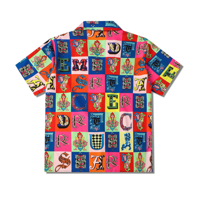 Camisas xadrez de manga curta masculina, camisa de praia havaiana, Hemd Hemd, grande, casual, moda vintage, nova, verão, Y2K