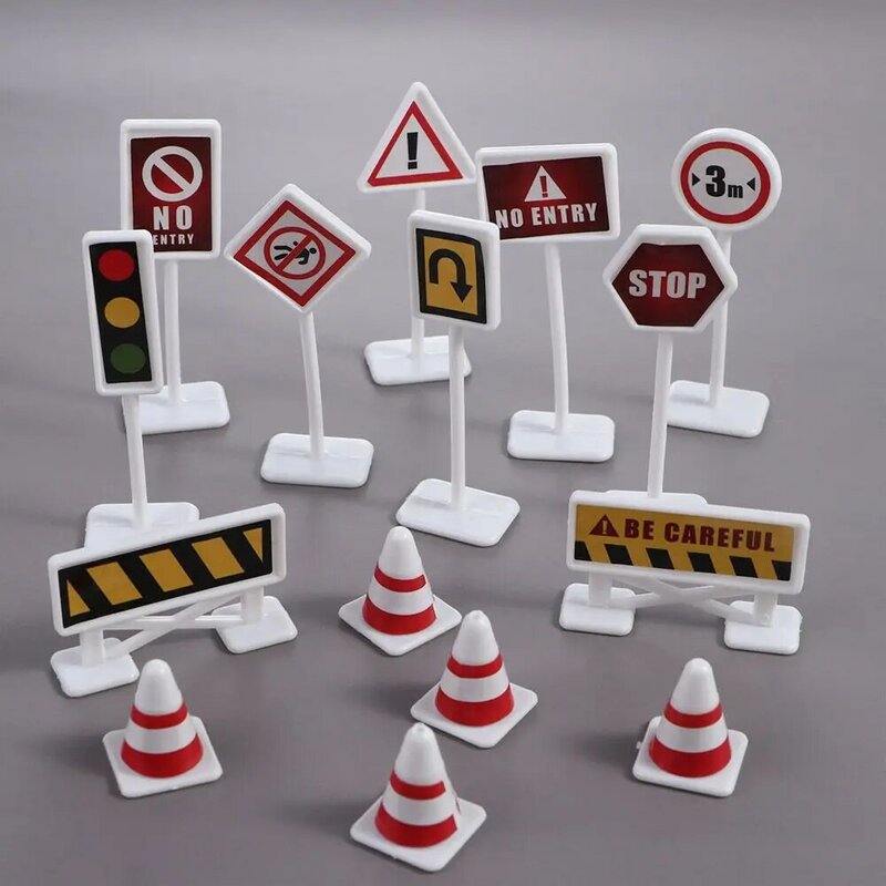 도로 블록 미니 교통 표지판 모델 장난감, 재미있는 퍼즐 교통 표지판, 도시 교통 플라스틱 생일 선물, 15 개/세트