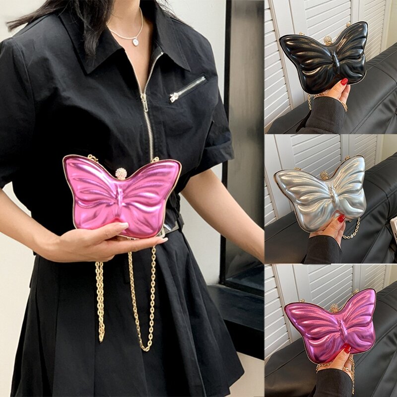 Bolsa de ombro de borboleta glitter para mulheres, bolsa de jantar clássica, bolsa de banquete formal, festa de casamento, baile