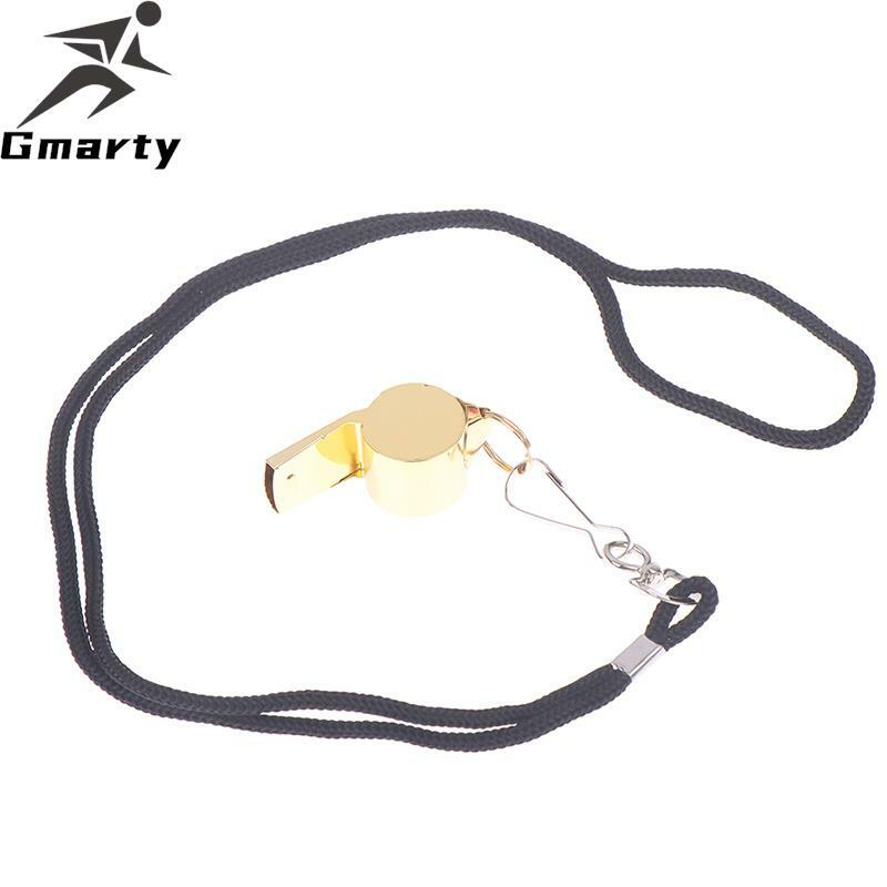 1Pcs  Outdoor Lifesaving Whistle  Foreign Trade Hot Gold Stainless Steel Rope Whistle Hanging Neck