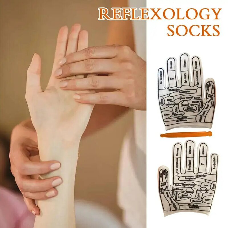 Luvas de Reflexologia Acupoint, Acupressure Tools, Hands Relieve, Spa Stick, Reutilizáveis Foot Massage Socks, Skin Care, W4A2