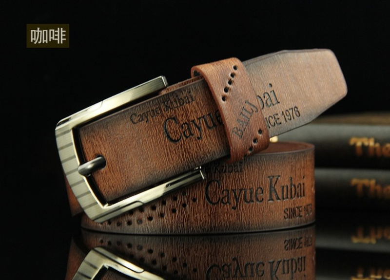 Casual Retro Antique Hollow Belt masculino PU couro de alta qualidade clássico cinto Alloy Pin Buckle Cinto Mens Cinto Cinto Cinto
