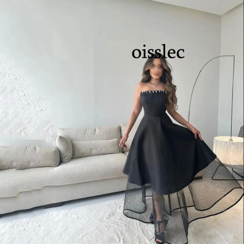 Oisslec-フリル付きのイブニングドレス,地面の長さのスカート,誕生日パーティー用,カスタマイズ可能なカクテルドレス,ジッパー付き