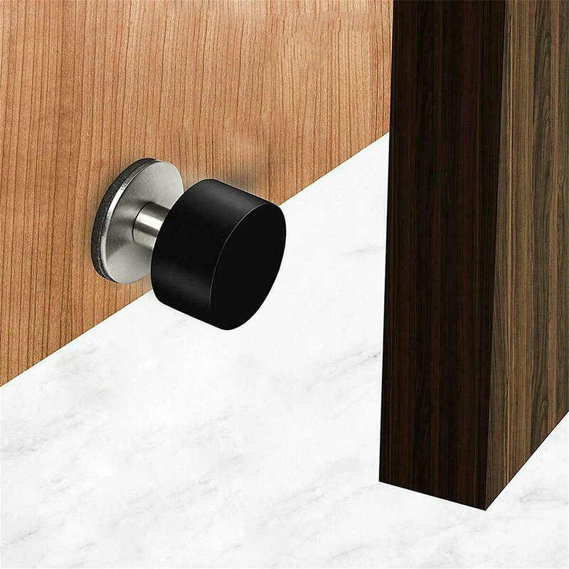 Non Punch Door Stopper Adhesive Door Stops Heavy Duty Stainless Steel Rubber Stopper With Sound Dampening Bumper Home Supply