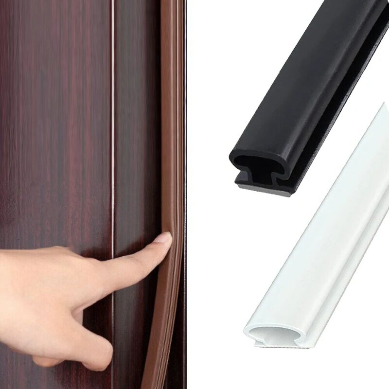 Weather Stripping Sealing Strip Security Door 19.7Feet Door Black Silicone Rubber Soundproofing White Hardware