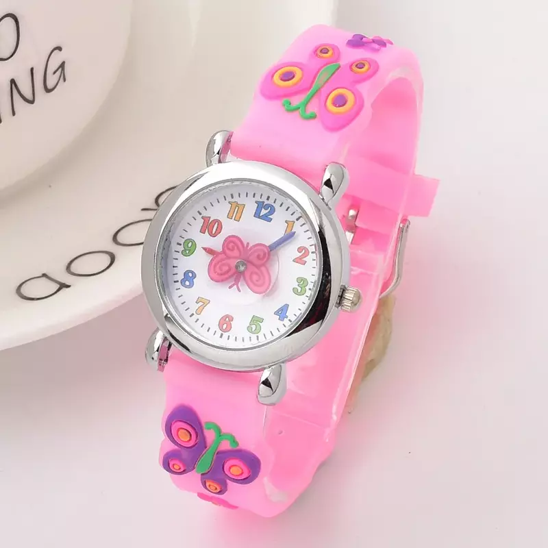 Jam tangan desain baru untuk anak-anak jam tangan kuarsa karet kartun 3D jam tangan imut warna-warni untuk siswa perempuan Jam hadiah anak laki-laki