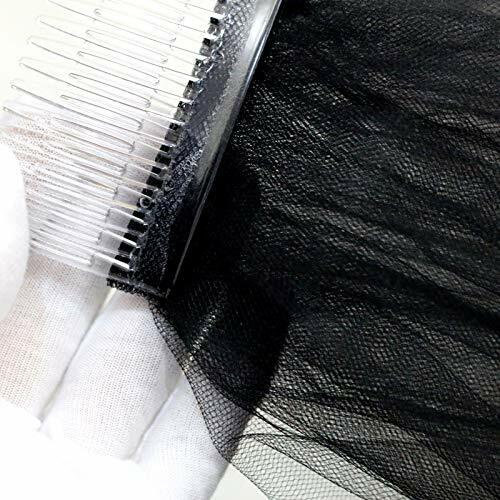 Czarny grzebień ślubny dwie warstwy krótka wstążka krawędź welon na ramię miękki tiul kobiet akcesoria kostiumowe 2023