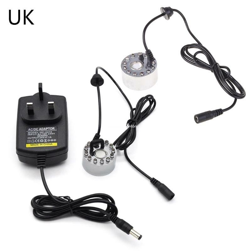 Ultrasonic Maker เครื่องกำเนิดไฟฟ้า Fogger Nebulizer น้ำพุ Pond 12 LED Atomizer Air Humidifier US/UK/EU/ AU Plug Dropship