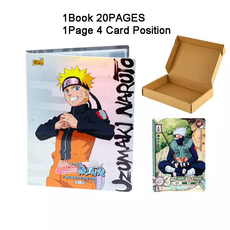 Álbum Naruto Cards Holder Book para Crianças, Jogos de Cartas, Anime Character Collection, Playing Card Toy, Presente Infantil, 80 Pcs, 160Pcs