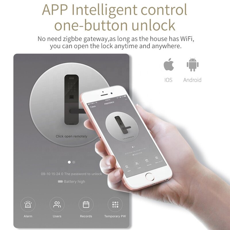 Aipotseats-Porte d'entrée sans clé, anti-espionnage, empreinte digitale intelligente et écran tactile, sécurité à domicile 4 en 1, serrure intelligente