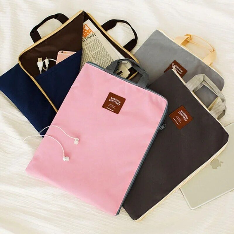Document Holder Folder Storage Fabric Pouch Package Stationery for A4 Paper Portable Pocket Bill File Office School Supplies