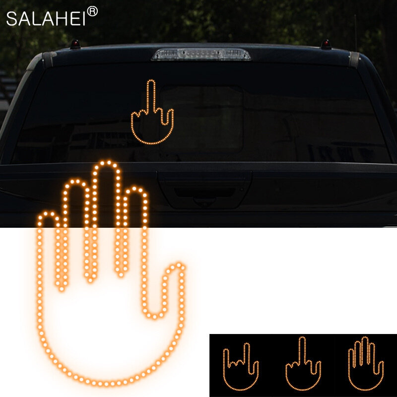 Креативная Веселая трехмерная лампа для управления жестами в салоне автомобиля, заднее лобовое стекло, ручной жест, знак среднего пальца, фонарь тормоза