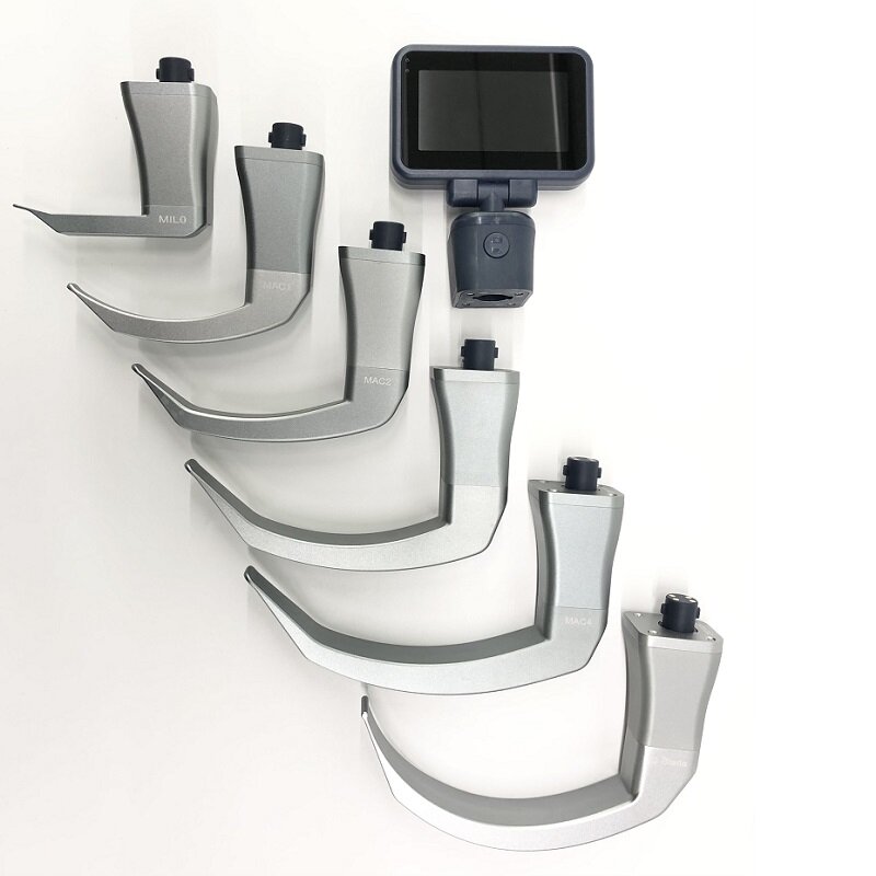 Lâminas Esterilizáveis Reutilizáveis, Laringoscópio de Vídeo TFT LCD Digital, Tela Colorida, 6 Lâminas De Aço Inoxidável, Opcional