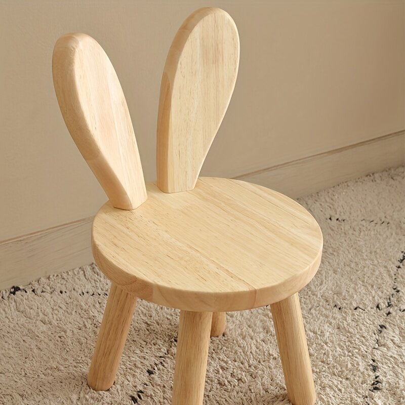 Petit tabouret de planche créatif, petit tabouret en bois massif avec oreilles de lapin mignon, tabouret décoratif, chaise pour enfants