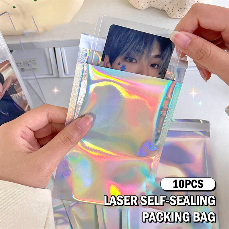 10 Pcs Laser Self-sealing Bags Small Card Holder Gift Packing Packaging Bag