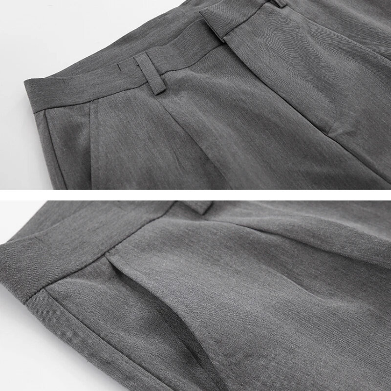 Pantalones de traje finos de gran tamaño para hombre, pantalón informal de algodón de Color sólido, moda coreana, Harajuku, suelto, recto Simple, Verano