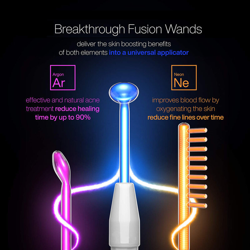Hohe Frequenz Gesichts Maschine Elektro Zauberstab Glas FUSION Neon + Argon Zauberstäbe Entfernen falten Entzündung Akne Haut Spa