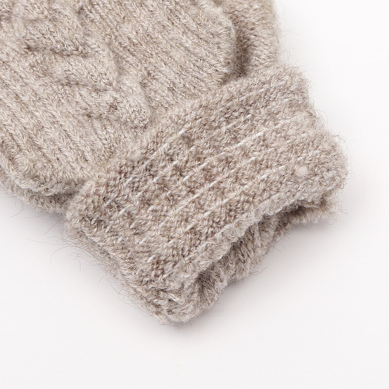 Gants tricotés sans doigts pour hommes et femmes, en Faux cachemire, pour l'hiver, chauds, flexibles, pour écran tactile, unisexe
