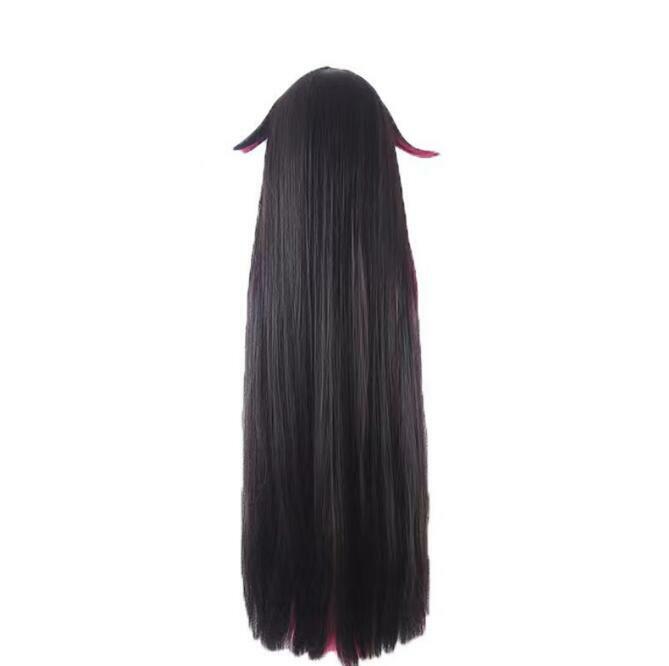 Columbina Wig Cosplay serat sintetis, rambut palsu sintetis permainan Genshin dampak hitam gradien mawar merah muda, rambut bulu panjang