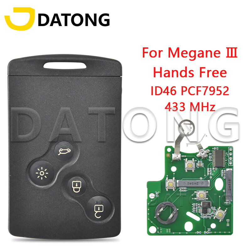 Datong World Car Remote Control Key For Renault Megane3 Fluence Scenic Laguna 3 Koleos Clio PCF7952 Replacement Hands Free Card