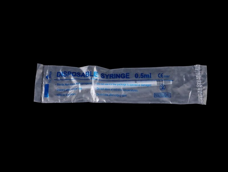 Jeringa de plástico desechable estéril, 0,5 ml-1ml-1ml, aguja envuelta individualmente, no incluida, alimento medido