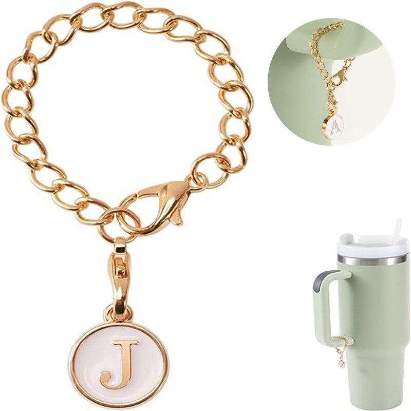 English Letter Charms Accessories For Cup Tumbler Water Cup Handle Identification Letter Charm Chain Sweet Pink Accessories